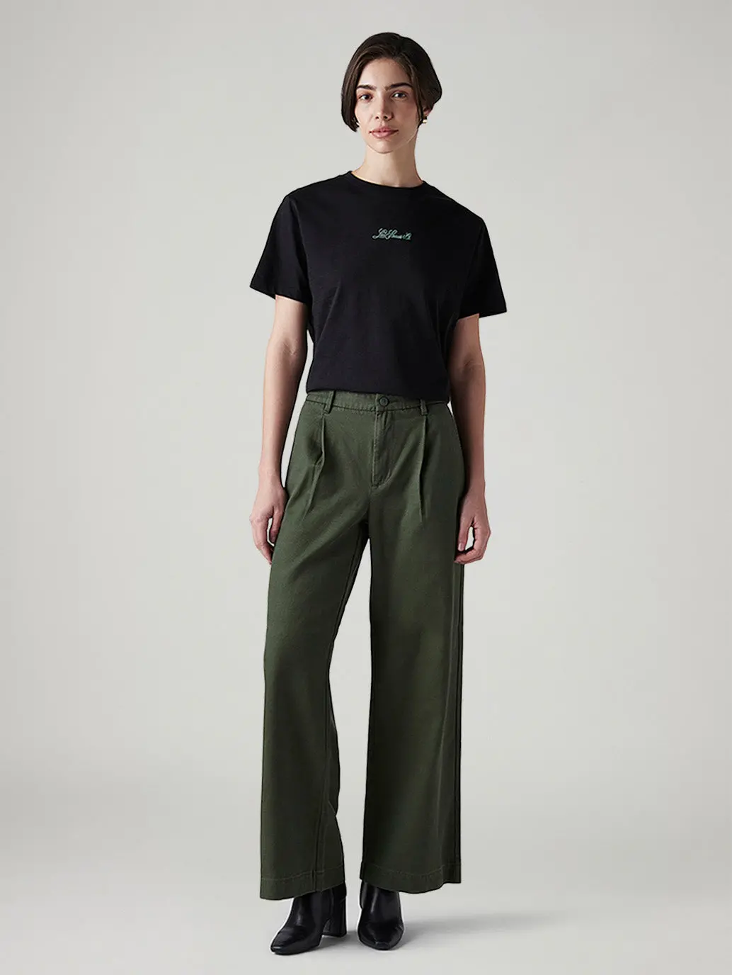 Women's Olive Xl Straight Loose Fit Mid Rise Cargos 1