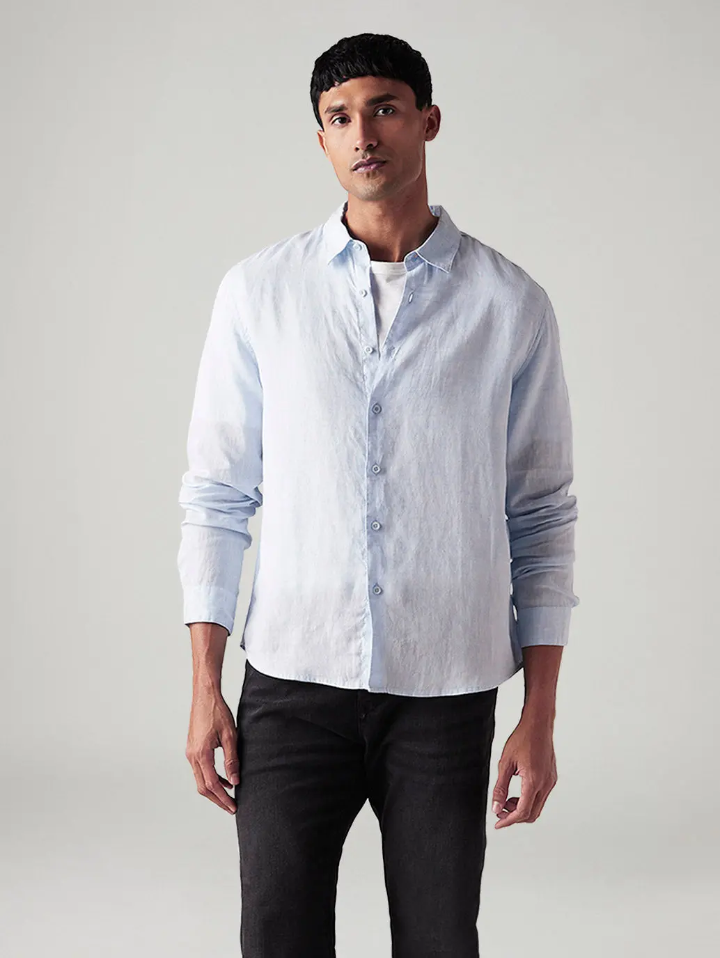 Men's Solid Slim Fit Linen Shirt 1