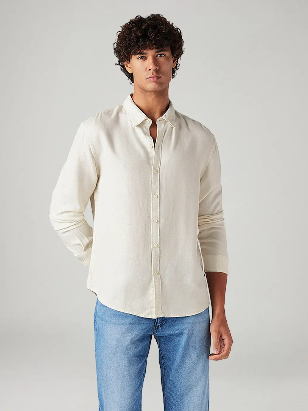 Men's Solid Slim Fit Linen Shirt 1