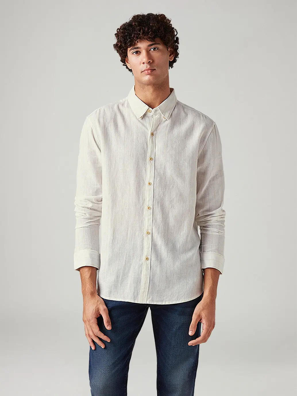 Men's Solid Slim Fit Linen Shirt 1
