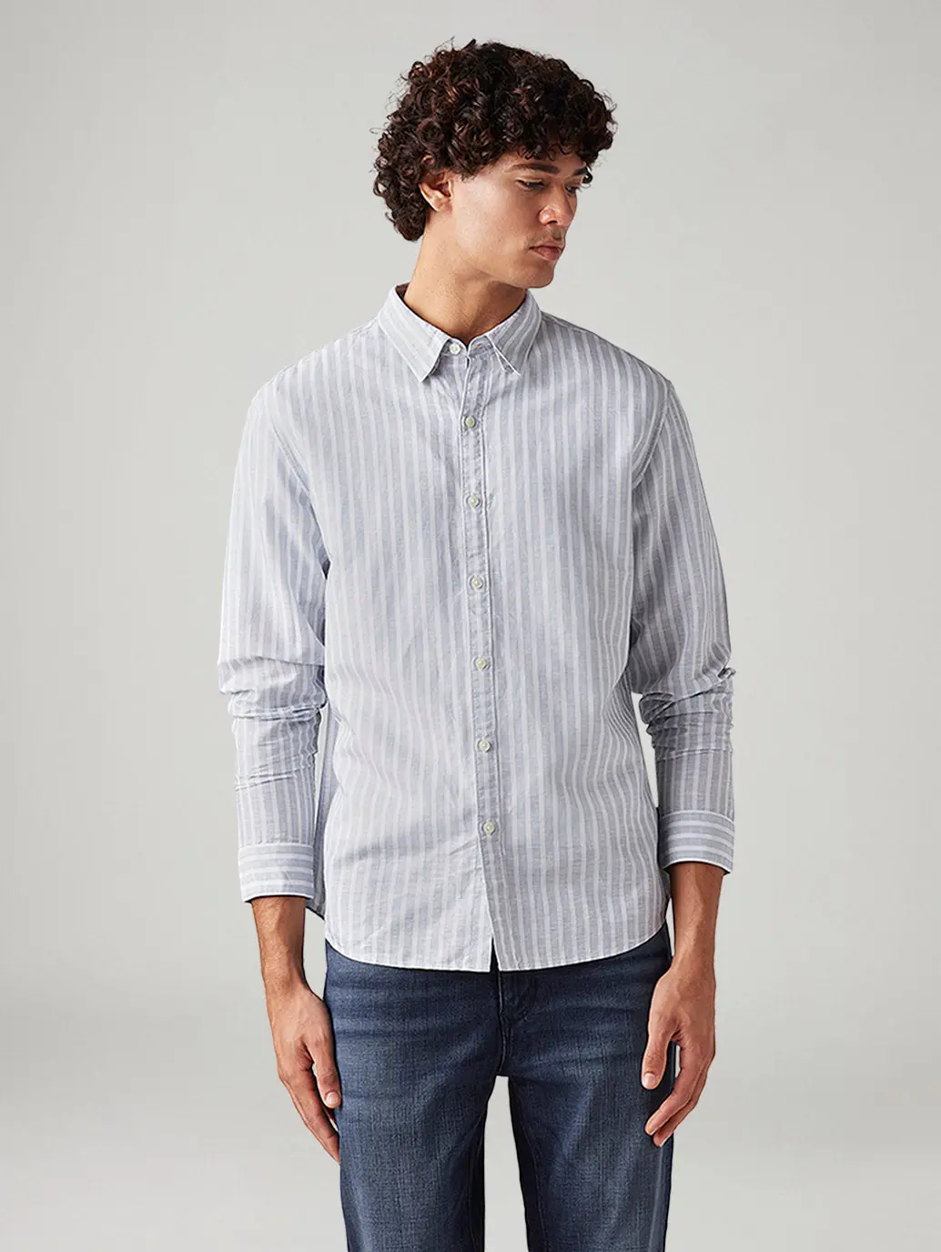 Men's Striped Slim Fit Linen Shirt 5