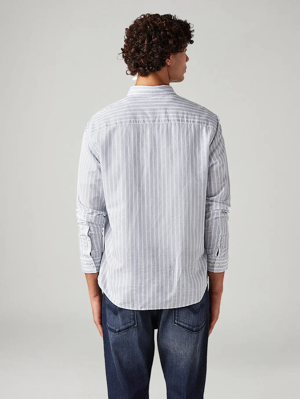 Men's Striped Slim Fit Linen Shirt 2
