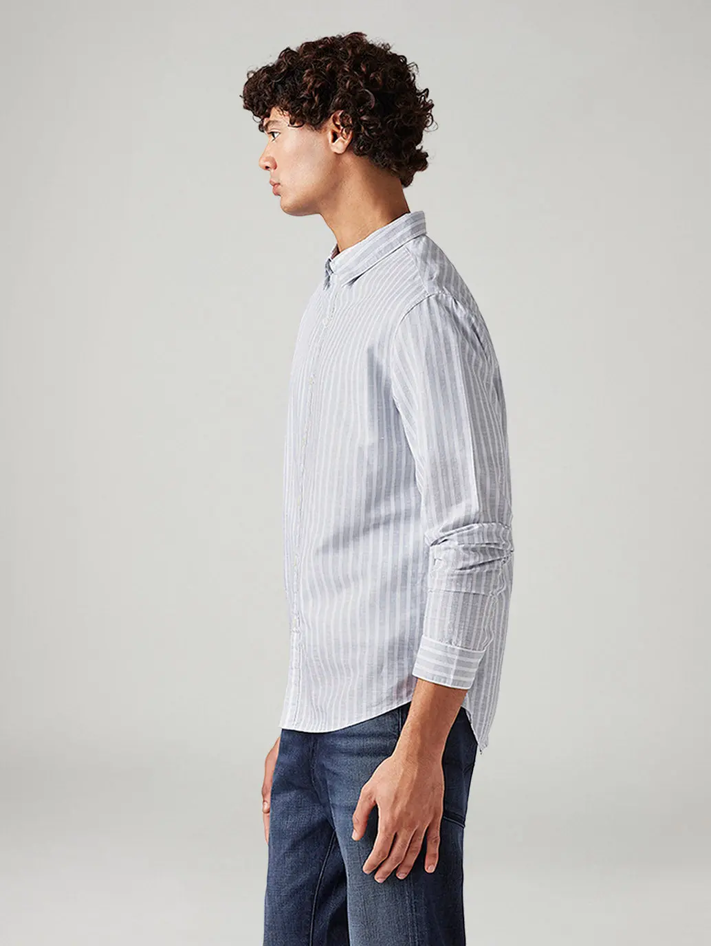 Men's Striped Slim Fit Linen Shirt 3