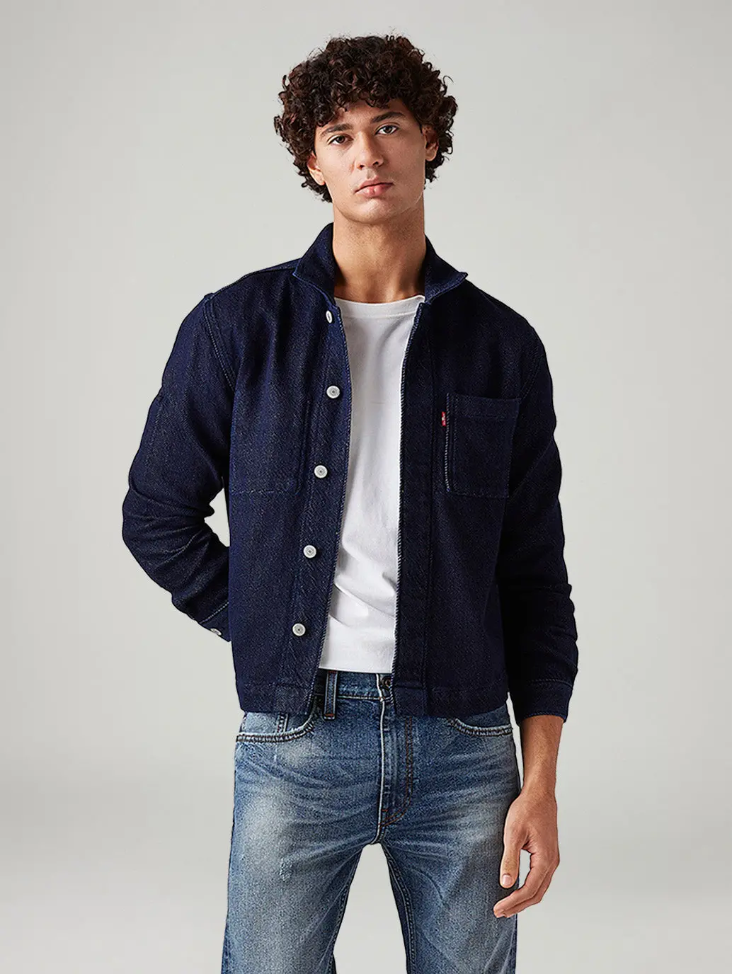 Men's Solid Relaxed Fit Denim Trucker Jacket 1