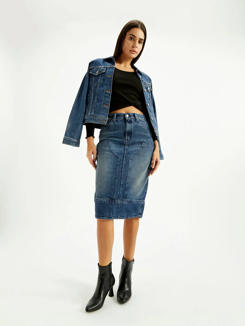 Women's Blue Regular Fit Mid Rise Skirt 1