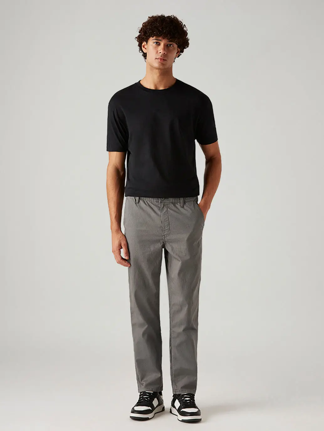 Men's Grey Relaxed Fit Mid Rise Tech Pant 1
