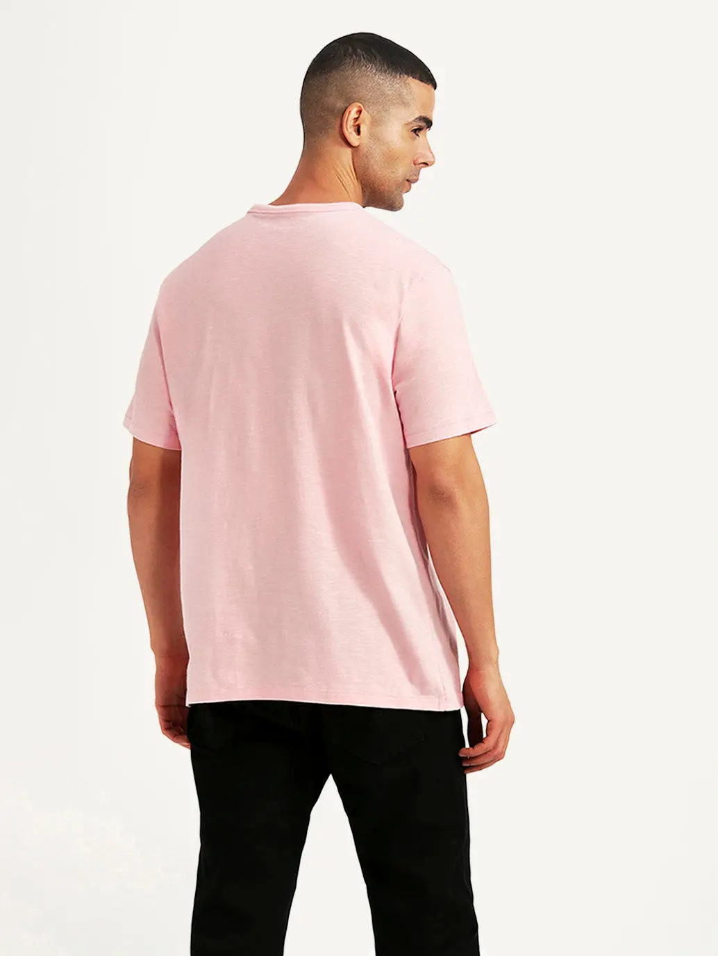 Men's Solid Pink Slim Fit T-Shirt 3