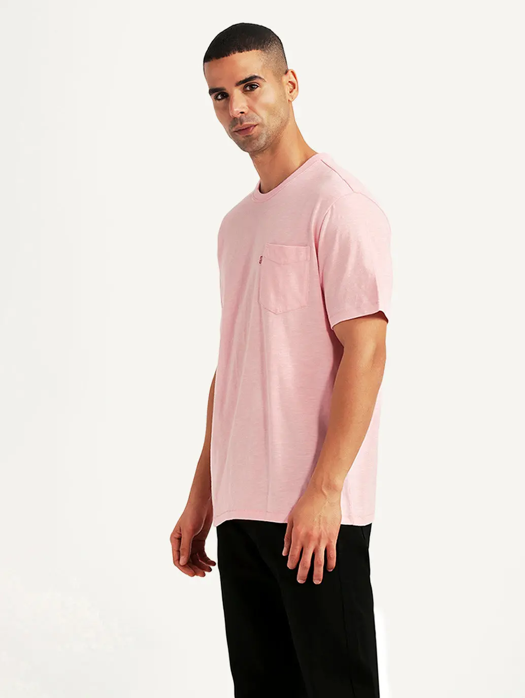Men's Solid Pink Slim Fit T-Shirt 5