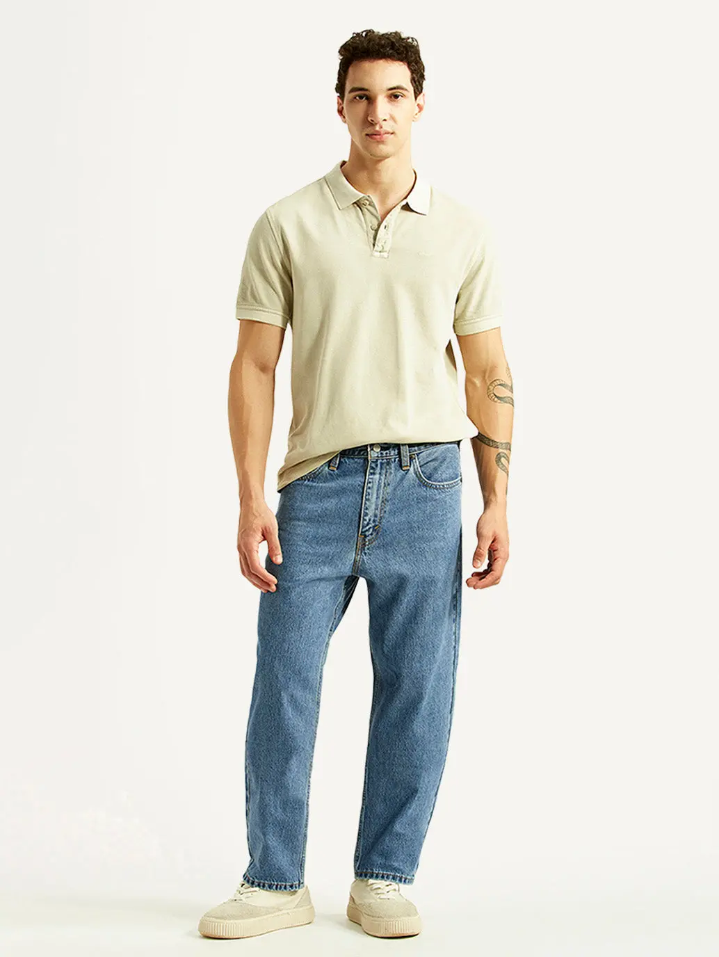 Men's 568 Blue Baggy Fit Mid Rise Jeans 1