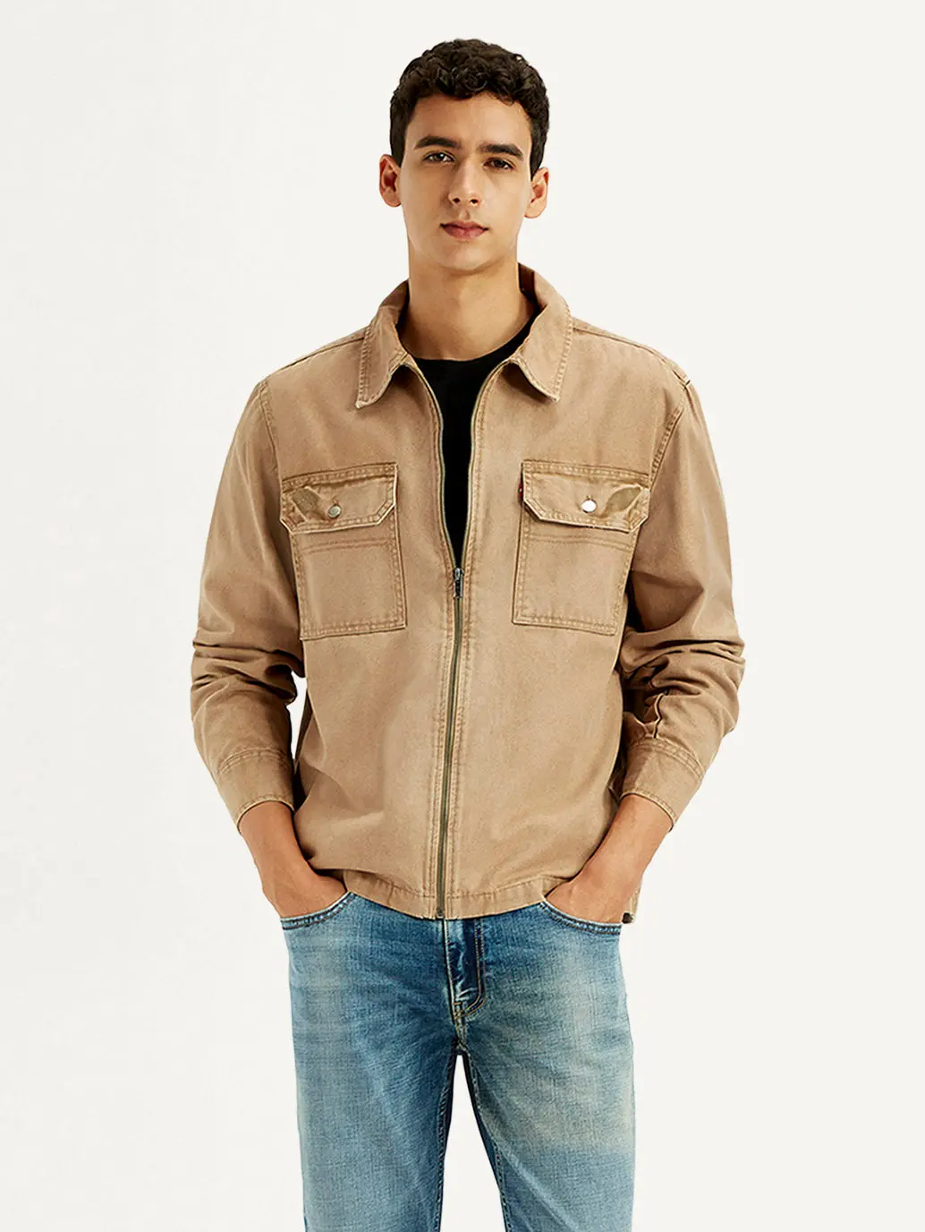 Men's Overdyed Solid Tan Shacket 2