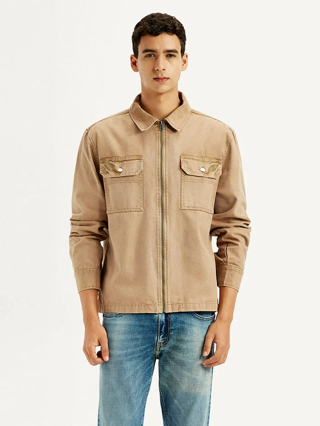 Men's Overdyed Solid Tan Shacket 3