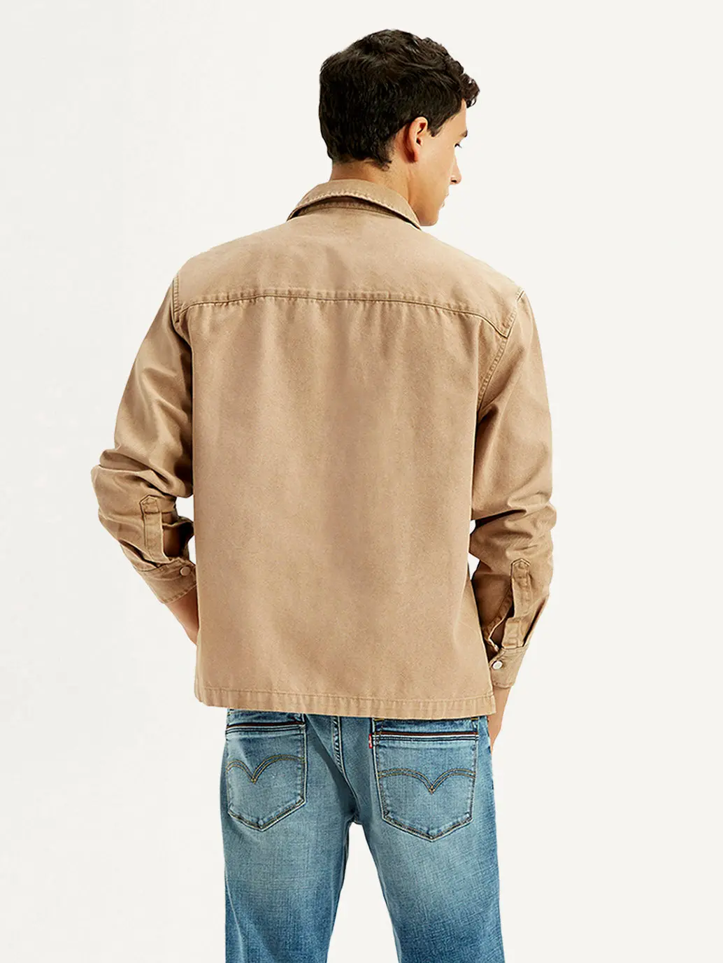 Men's Overdyed Solid Tan Shacket 4