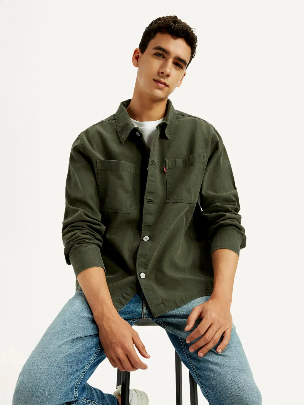Men's Solid Dark Green Slim Fit Shirt 1