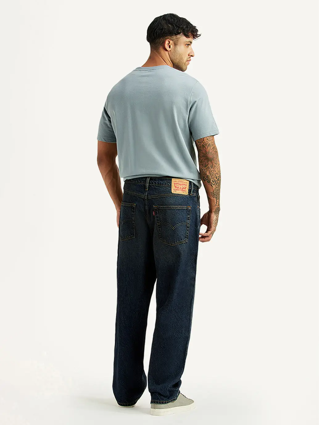 Men's Tinted 578 Dark Blue Baggy Fit Mid Rise Jeans 5