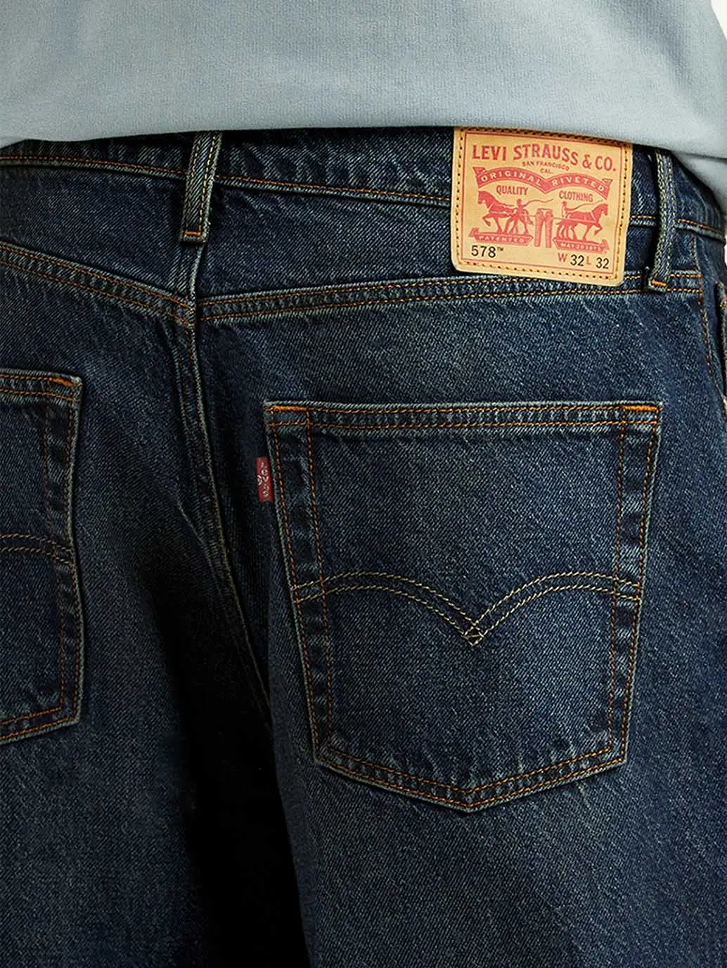 Men's Tinted 578 Dark Blue Baggy Fit Mid Rise Jeans 6