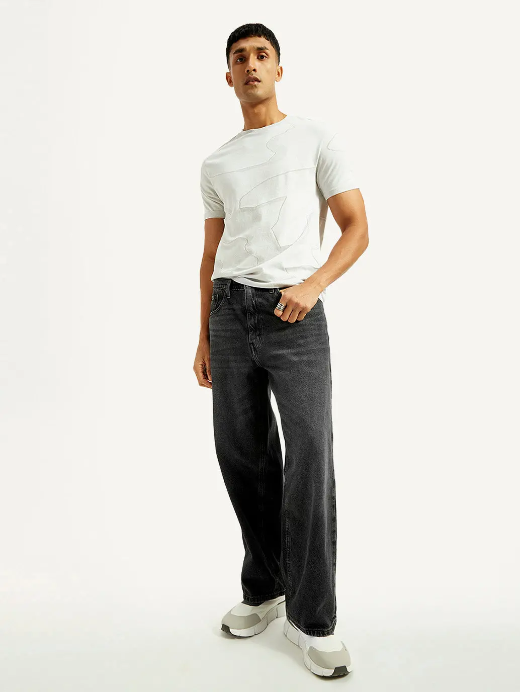 Men's Extra Baggy Fit Wide Leg Charcoal Grey Jeans 1