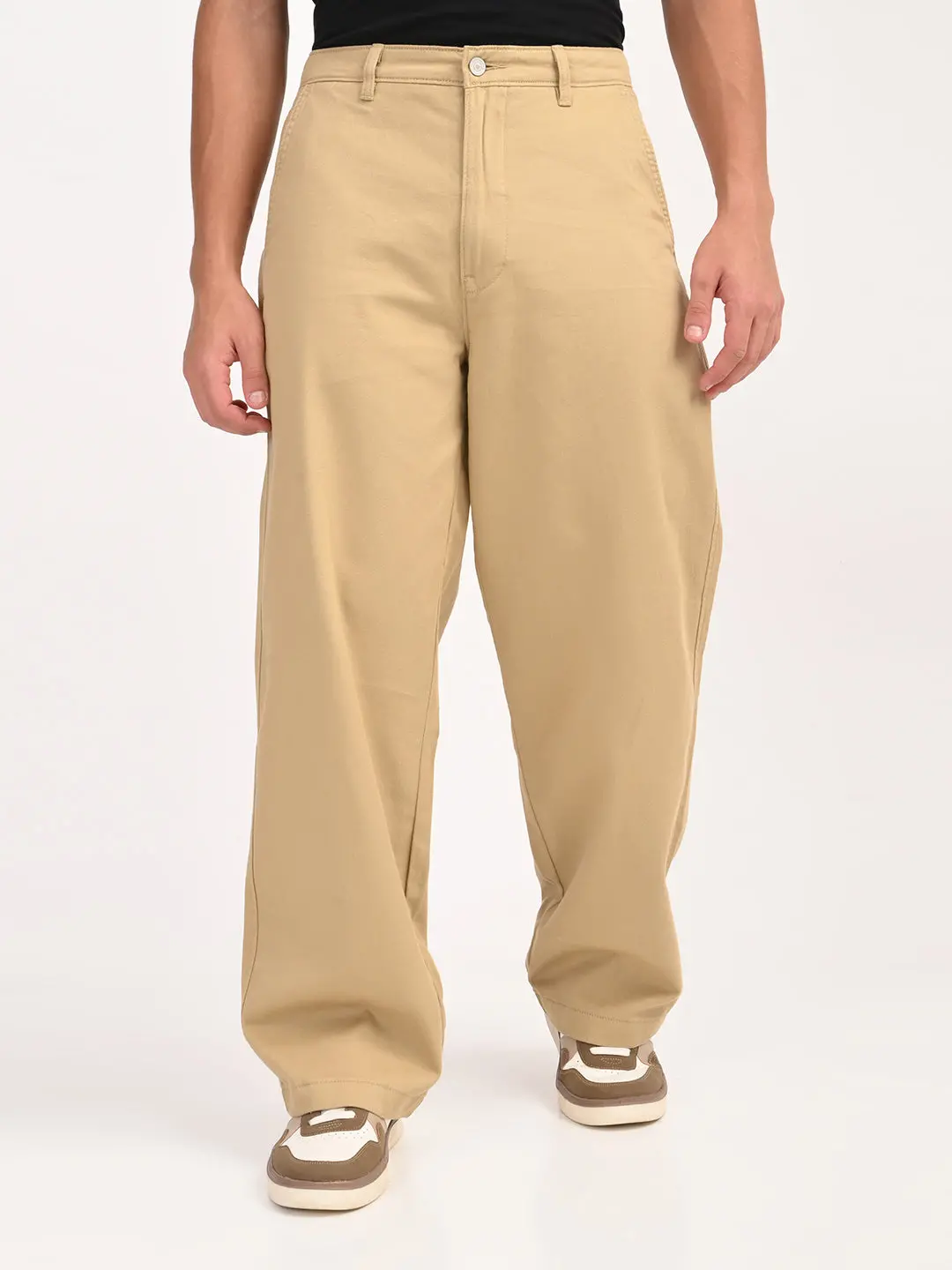 Men's Khaki Baggy Fit Trousers 1
