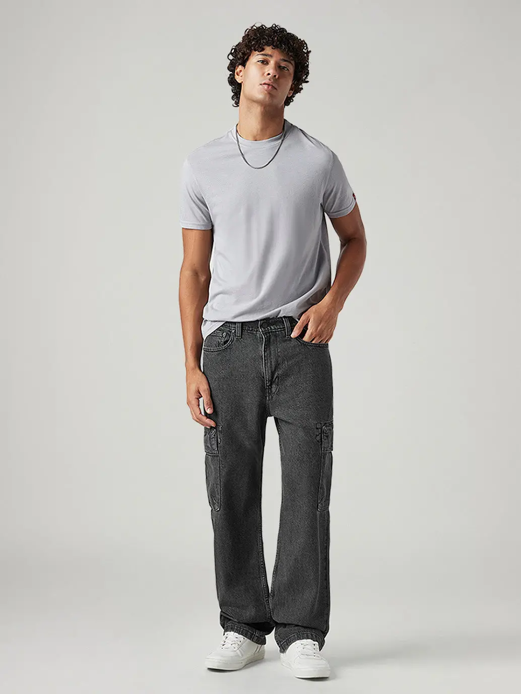 Men's 565 Charcoal Grey Loose Fit Mid Rise Cargos 1