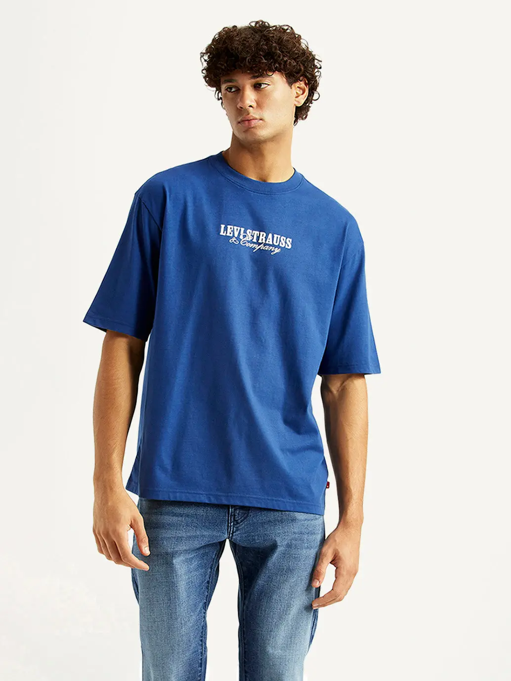 Men's Graphic Print Blue Loose Fit T-Shirt 1