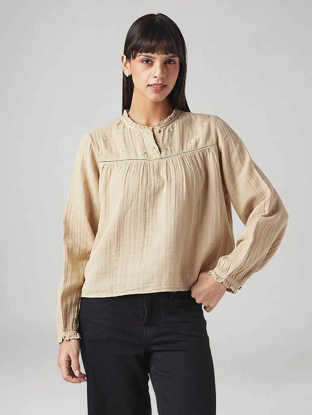 Women's Embroidered Regular Fit Top 1