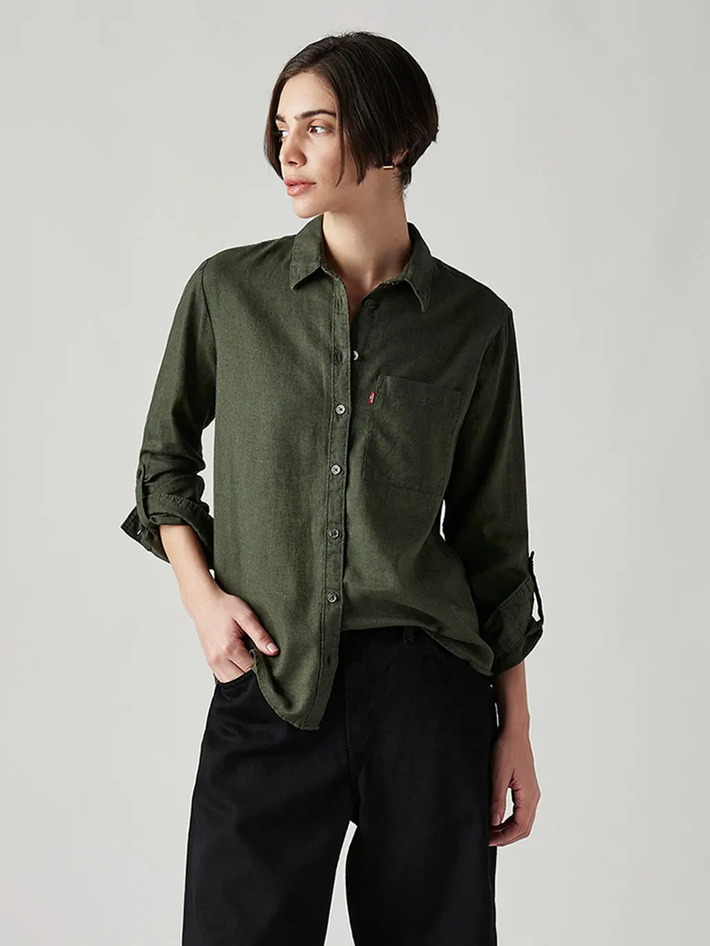 Women's Solid Relaxed Fit Linen Shirt 1