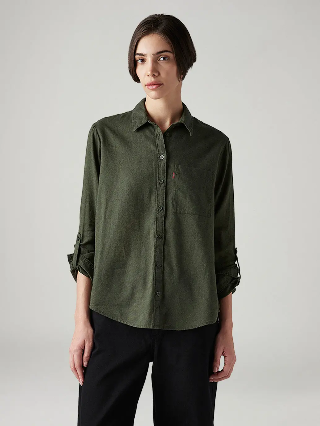 Women's Solid Relaxed Fit Linen Shirt 2