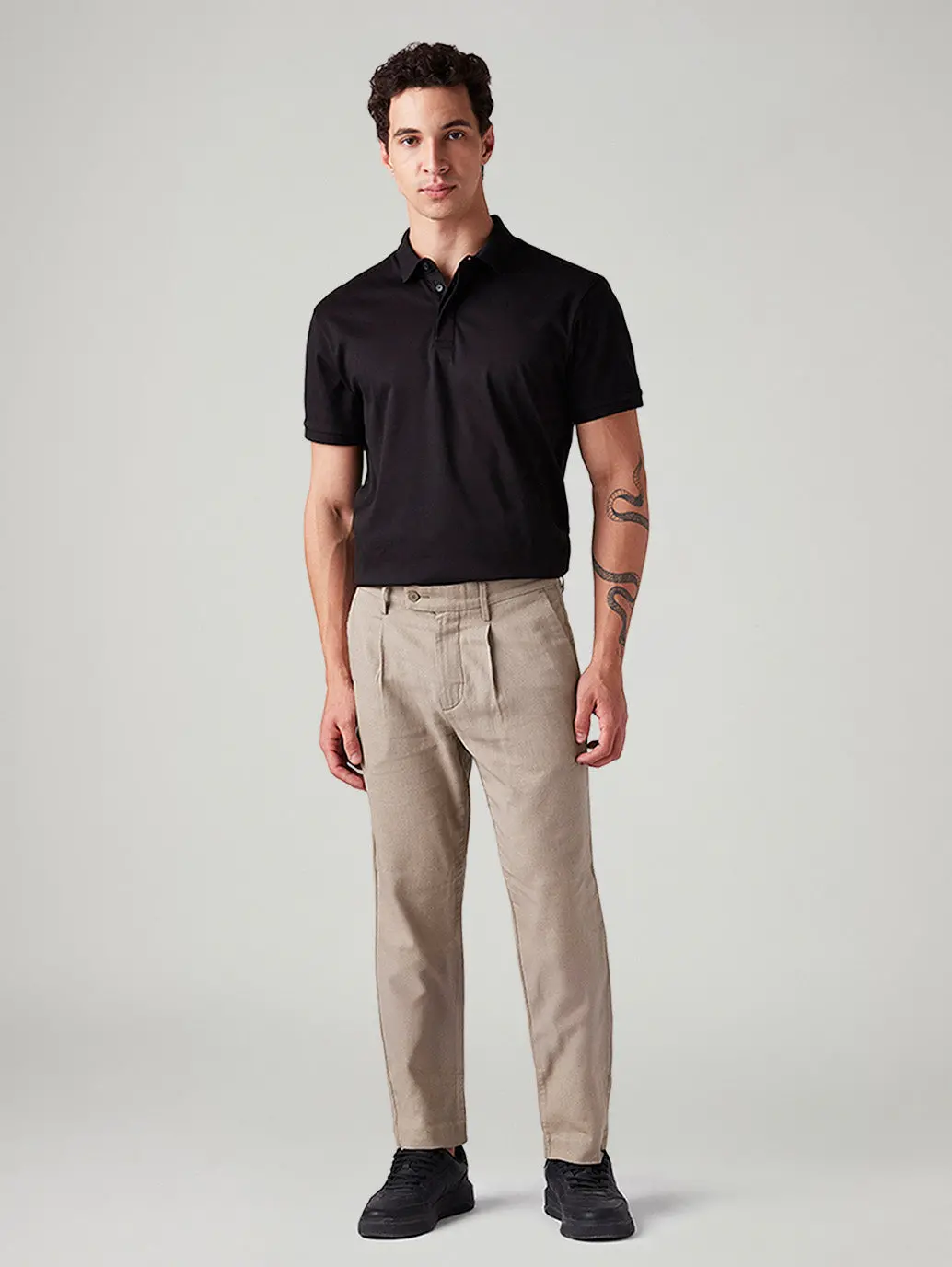 Men's Beige Authentic Relaxed Straight Fit Mid Rise Chinos 1