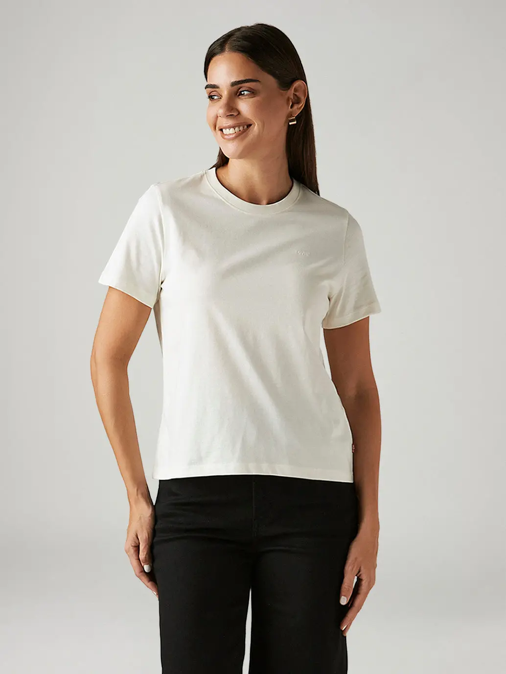 Women's Solid White Crew Neck T-Shirt 1