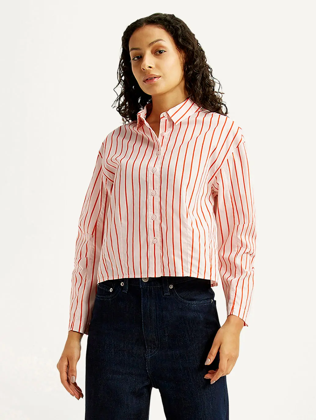 Women's Striped Relaxed Fit Poplin Shirt 1