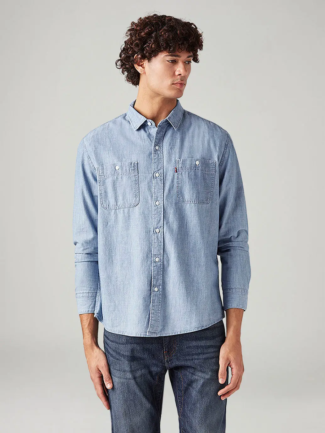 Men's Solid Slim Fit Denim Shirt 1