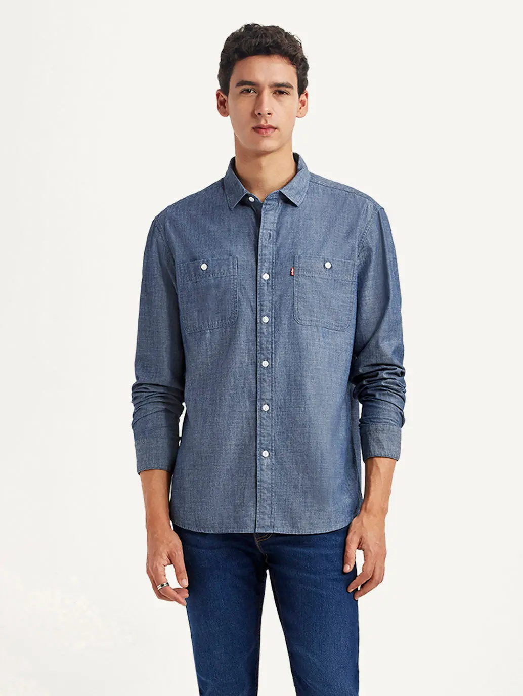 Men's Solid Indigo Slim Fit Shirt 1