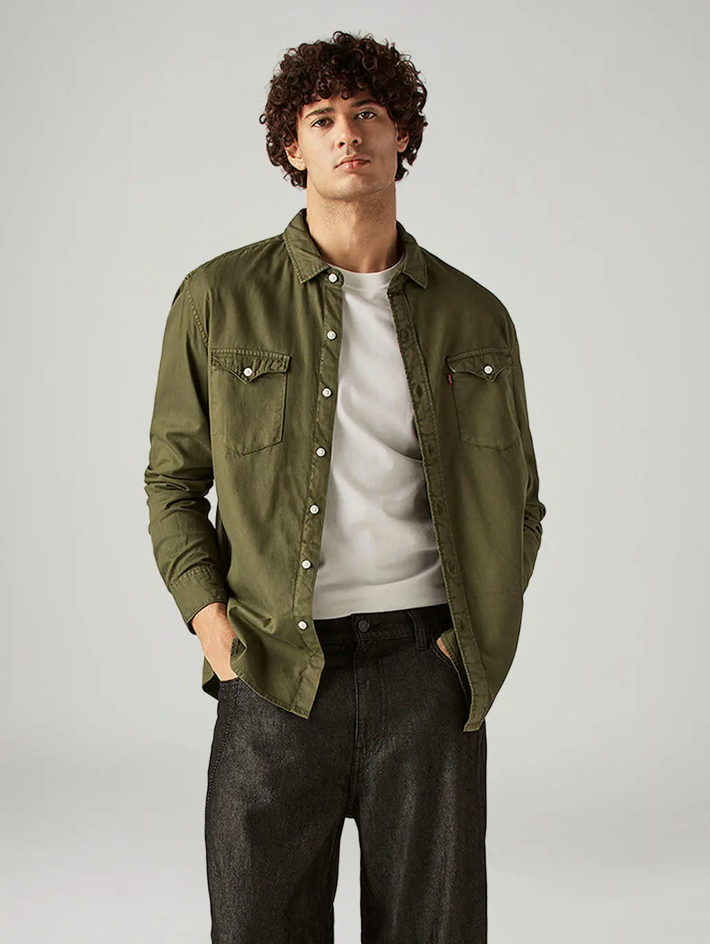 Men's Solid Slim Fit Overdyed Shirt 1