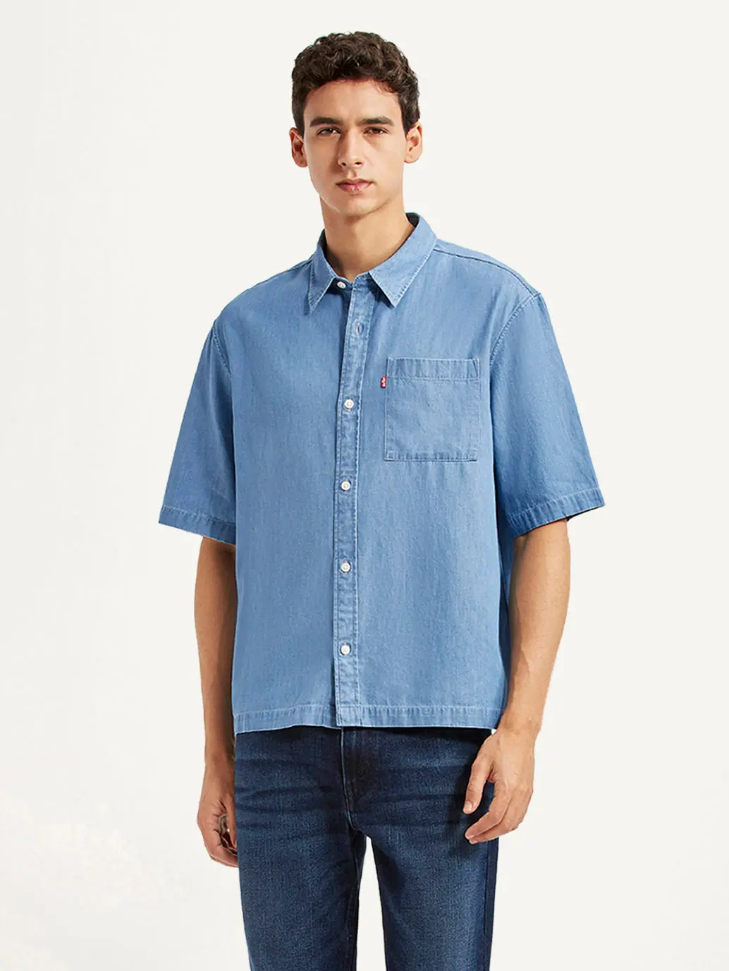 Men's Solid Indigo Boxy Shirt 1