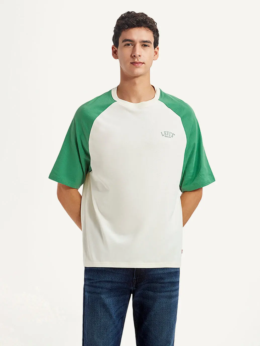 Men's Colorblock White Loose Fit T-Shirt 1