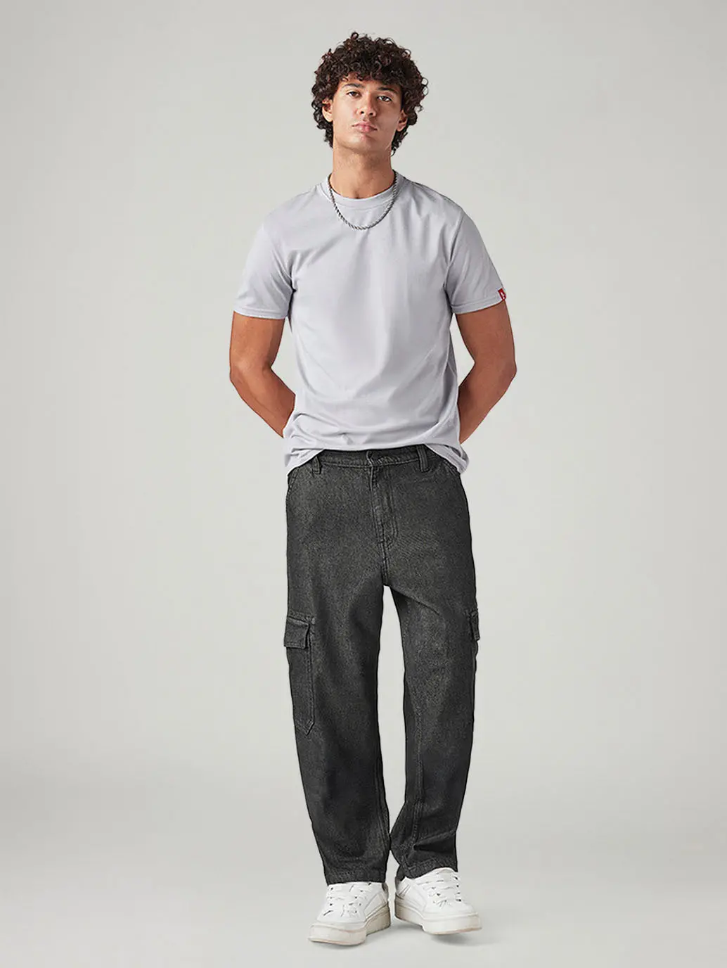 Men's 568 Charcoal Grey Loose Fit Mid Rise Cargos 1
