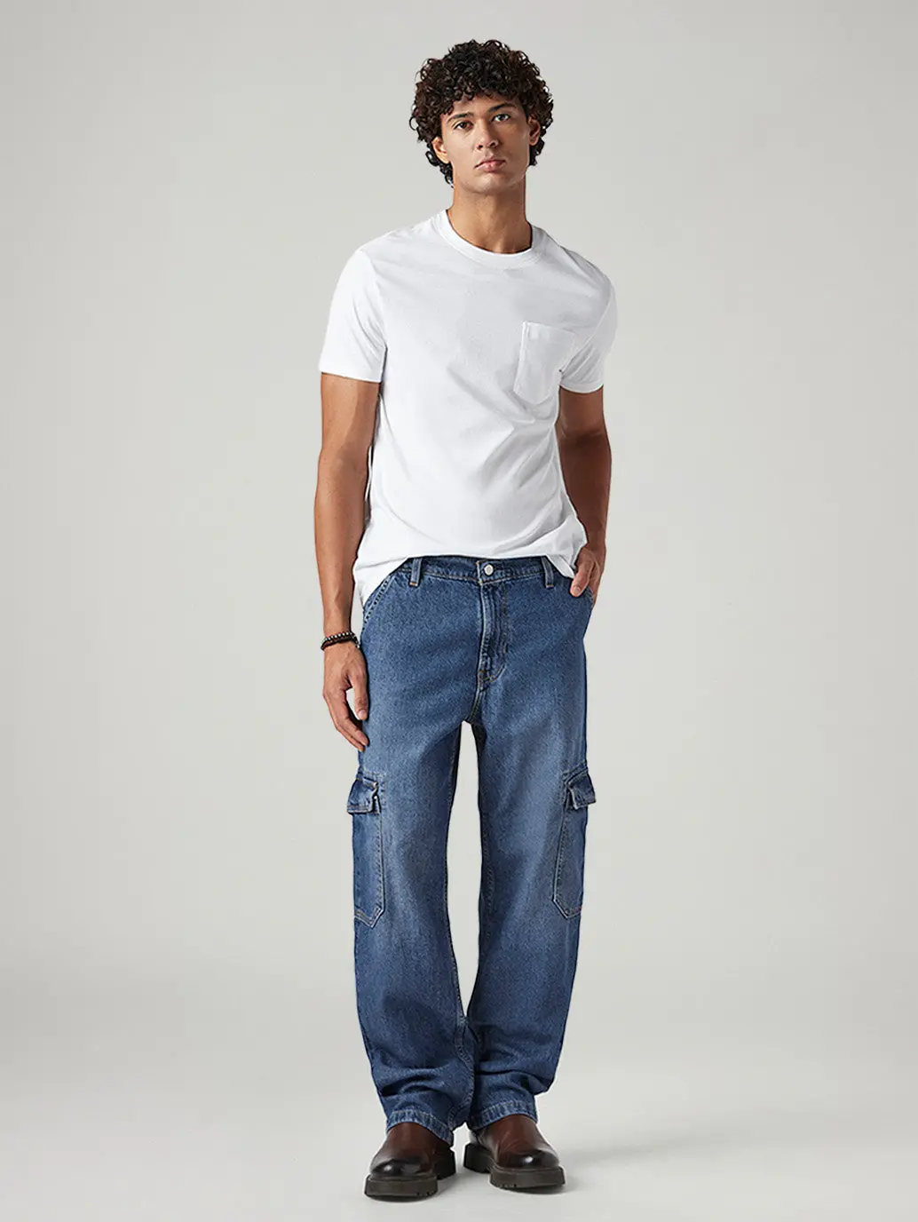 Men's 568 Blue Loose Fit Mid Rise Cargos 1