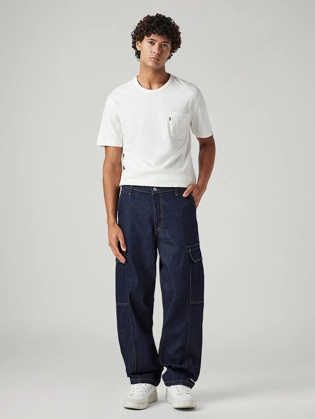 Men's 578 Dark Blue Baggy Fit Mid Rise Cargos 2