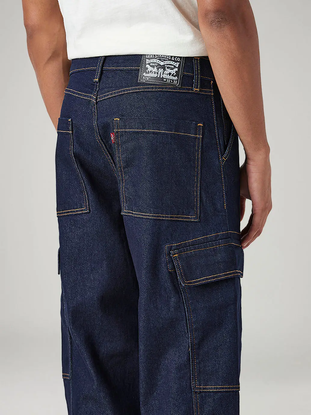 Men's 578 Dark Blue Baggy Fit Mid Rise Cargos 5