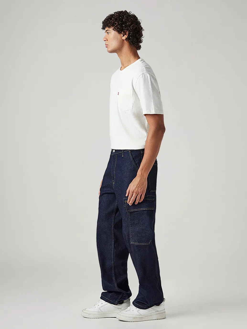 Men's 578 Dark Blue Baggy Fit Mid Rise Cargos 6