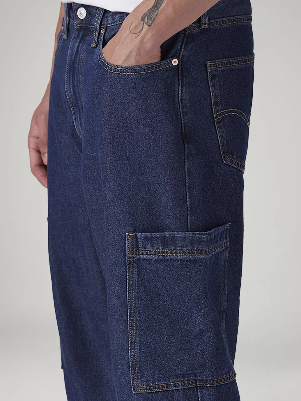 Men's 568 Med Indigo Loose Fit Mid Rise Jeans 6