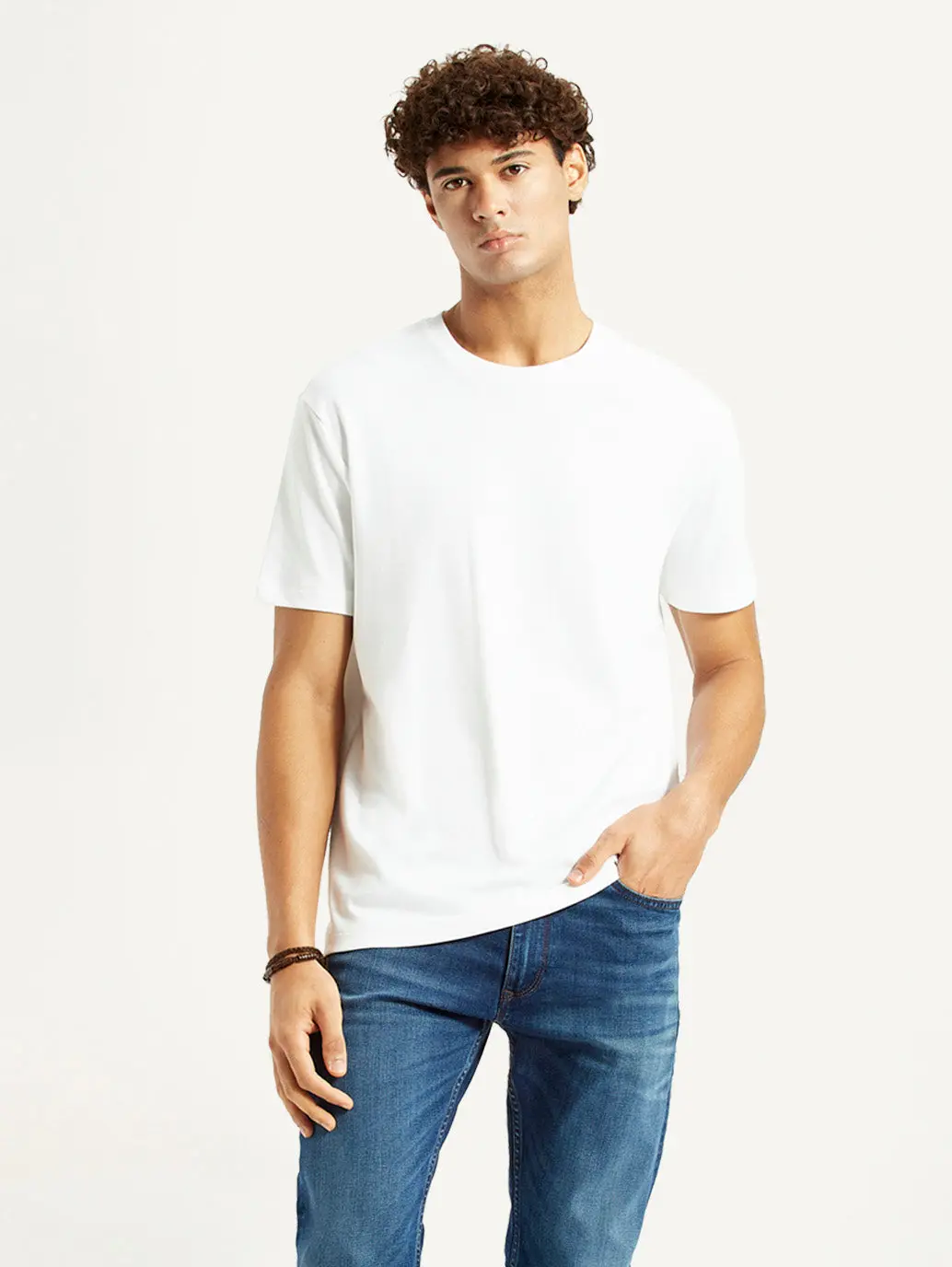 Men's Redloop Solid White Relaxed Fit T-Shirt 1
