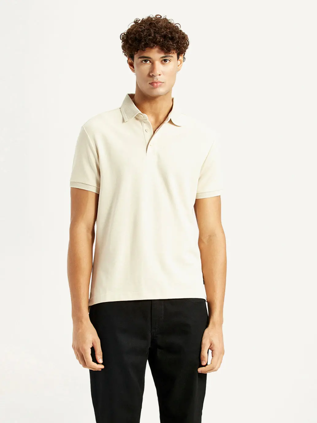 Men's Redloop Solid Cream Slim Fit Polo T-Shirt 5