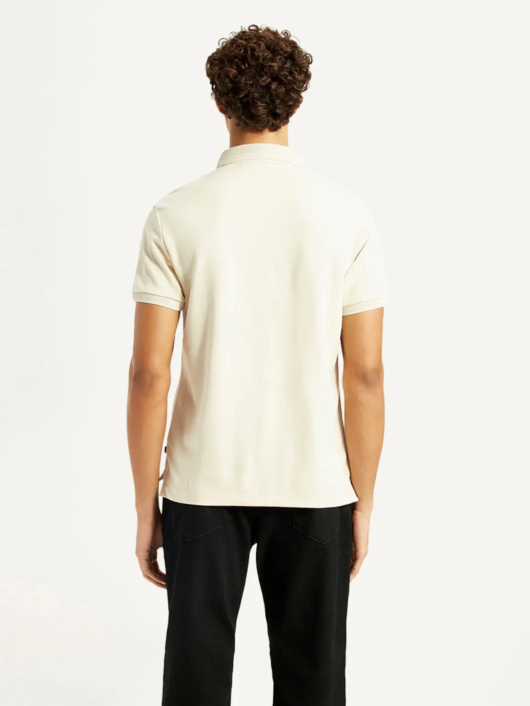 Men's Redloop Solid Cream Slim Fit Polo T-Shirt 2