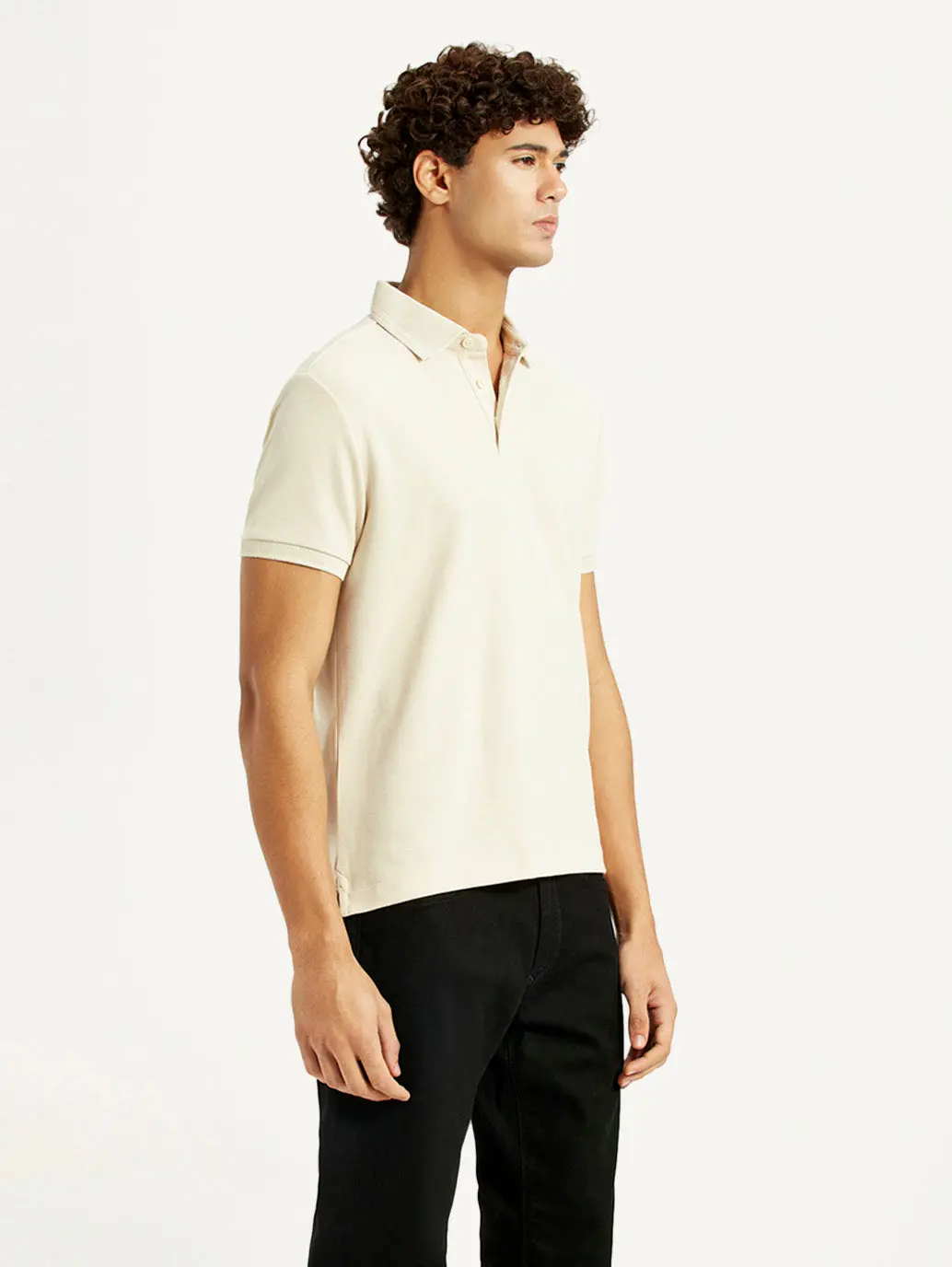 Men's Redloop Solid Cream Slim Fit Polo T-Shirt 4