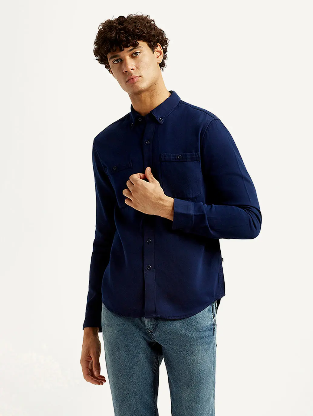 Men's Redloop Solid Navy Slim Fit Shirt 1