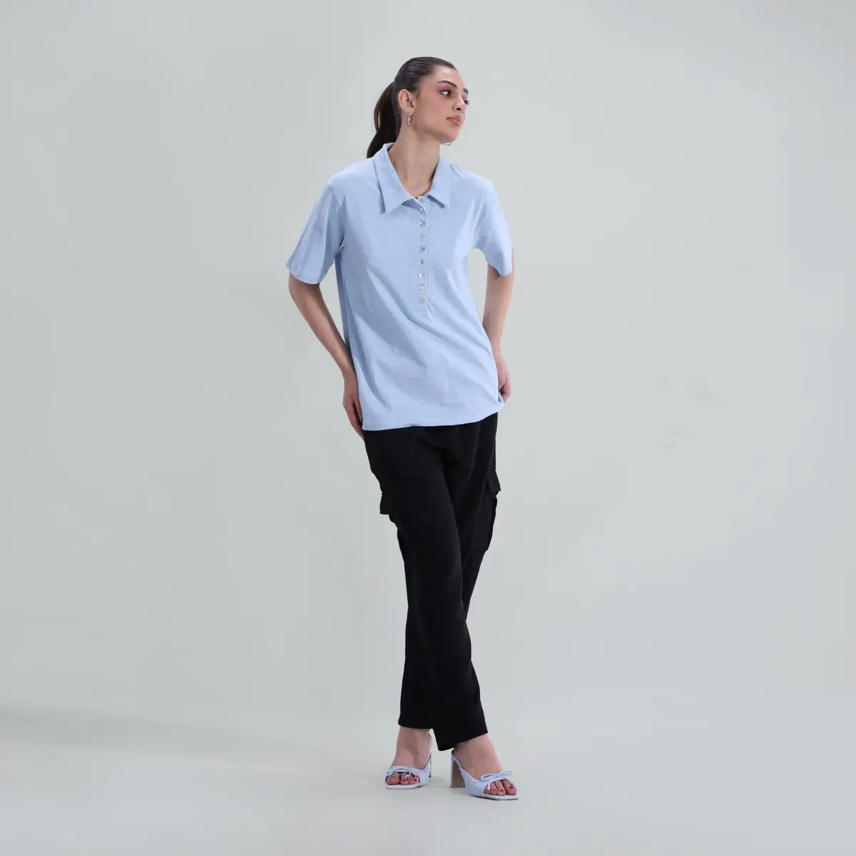 Slub Half Placket Top 1