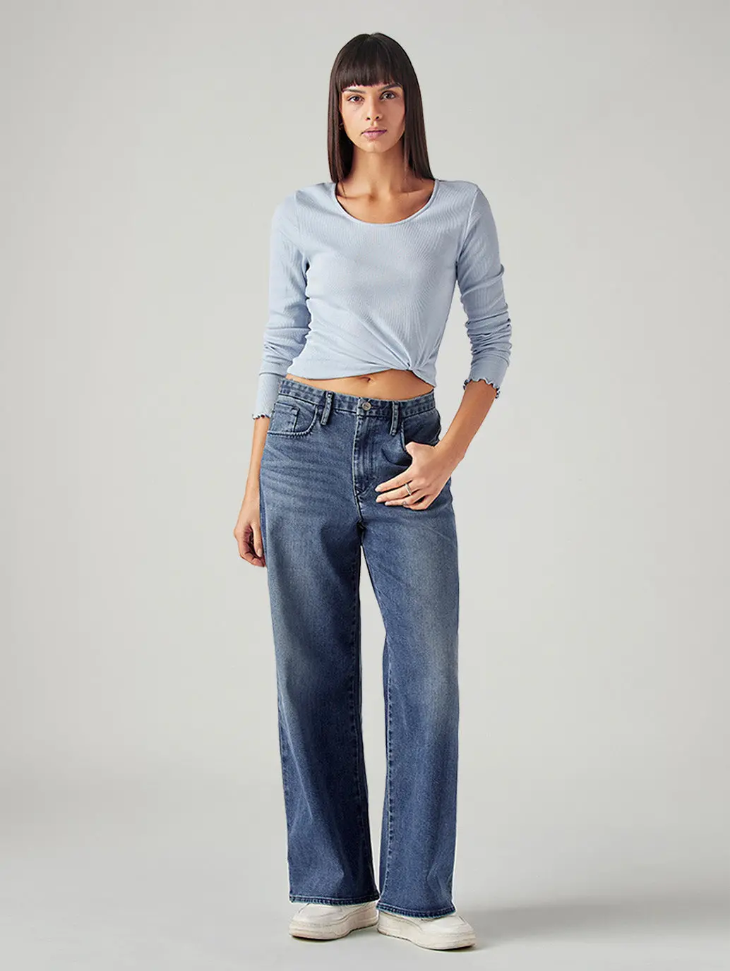Women's Dark Indigo Xl Straight Loose Fit Mid Rise Redloop Jeans 1