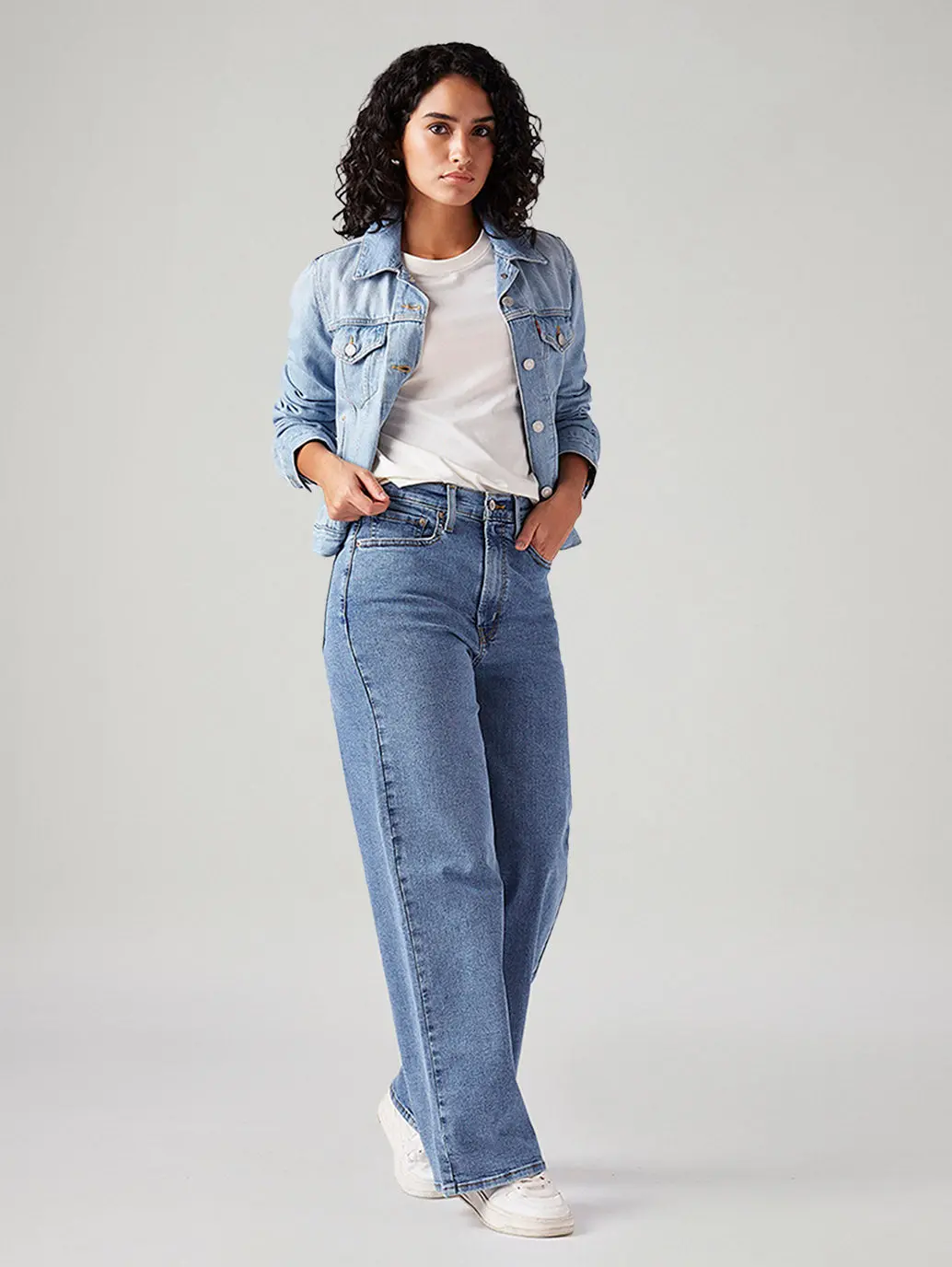 Women's Blue Ribcage Wide Leg Fit High Rise Jeans 1