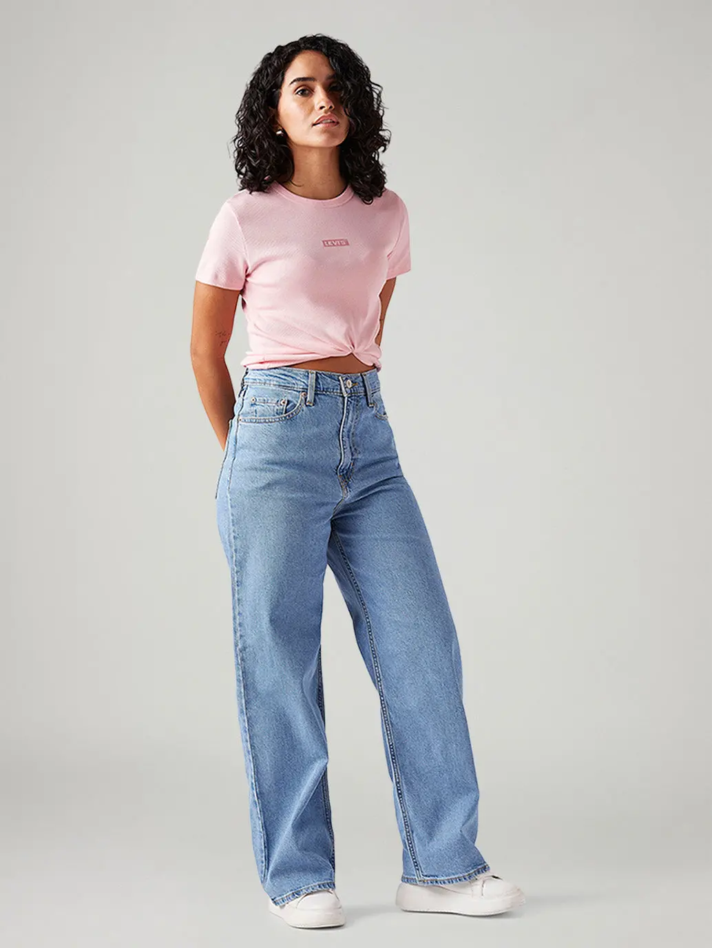 Women's Light Blue Loose Fit High Rise Jeans 7
