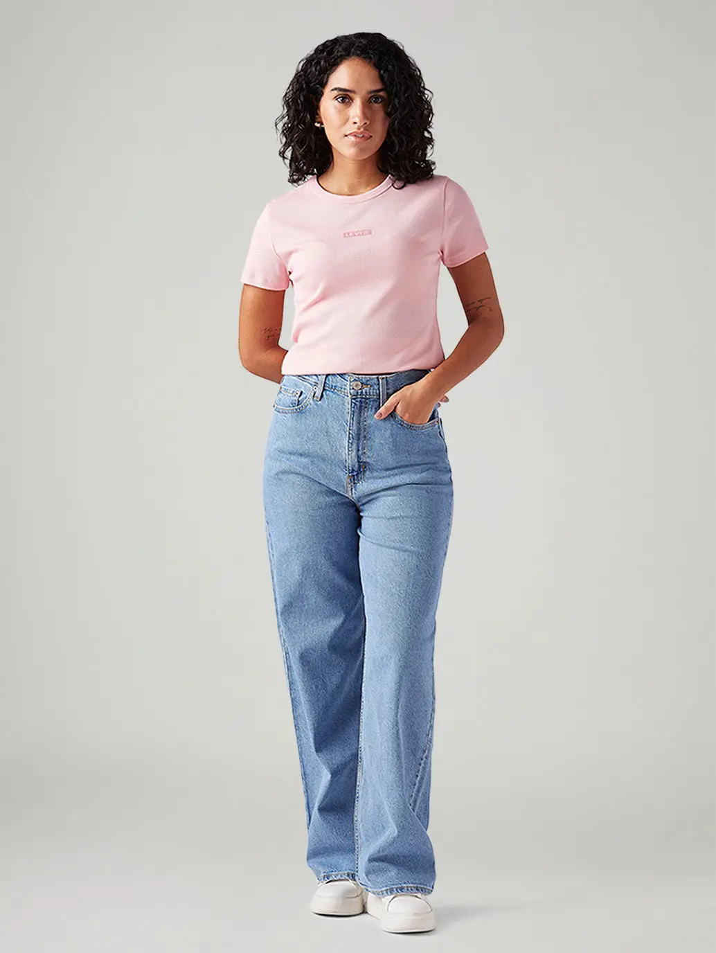 Women's Light Blue Loose Fit High Rise Jeans 1
